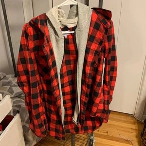 Pink lily hooded flannel